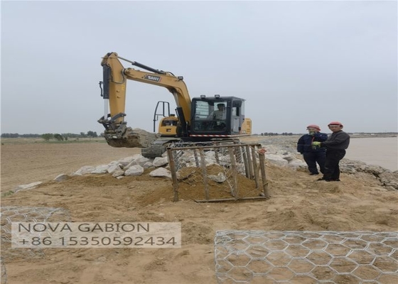 Kontrola powodzi 4,0 mm Gabion Mesh Klatka Do kamienia worek gabion pudełka rzeki wypełniające worki gabion PVC powlekane worek gabions